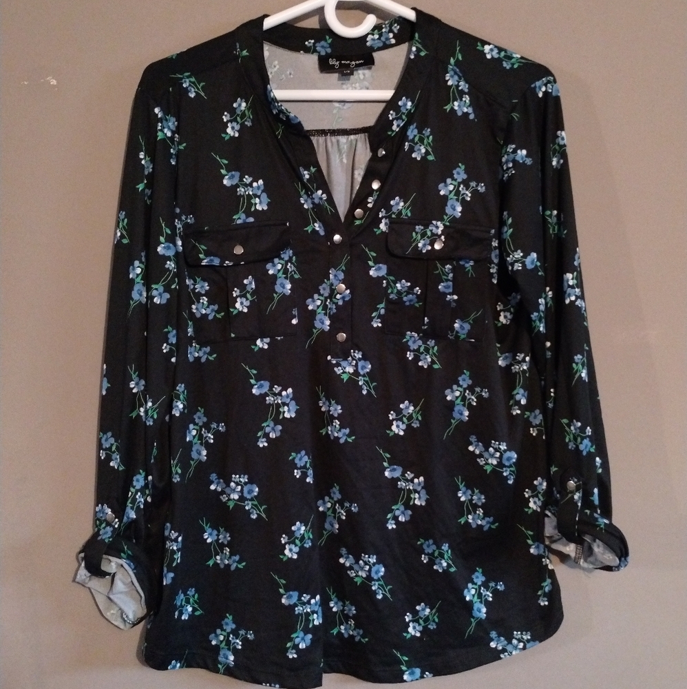 Lily Morgan Long Sleeve Floral Top